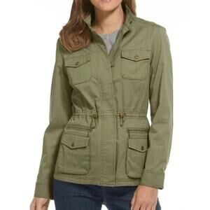 L. L. Bean Field Utility Jacket Cotton Faux Fur Lined Barn Chore Jacket Green